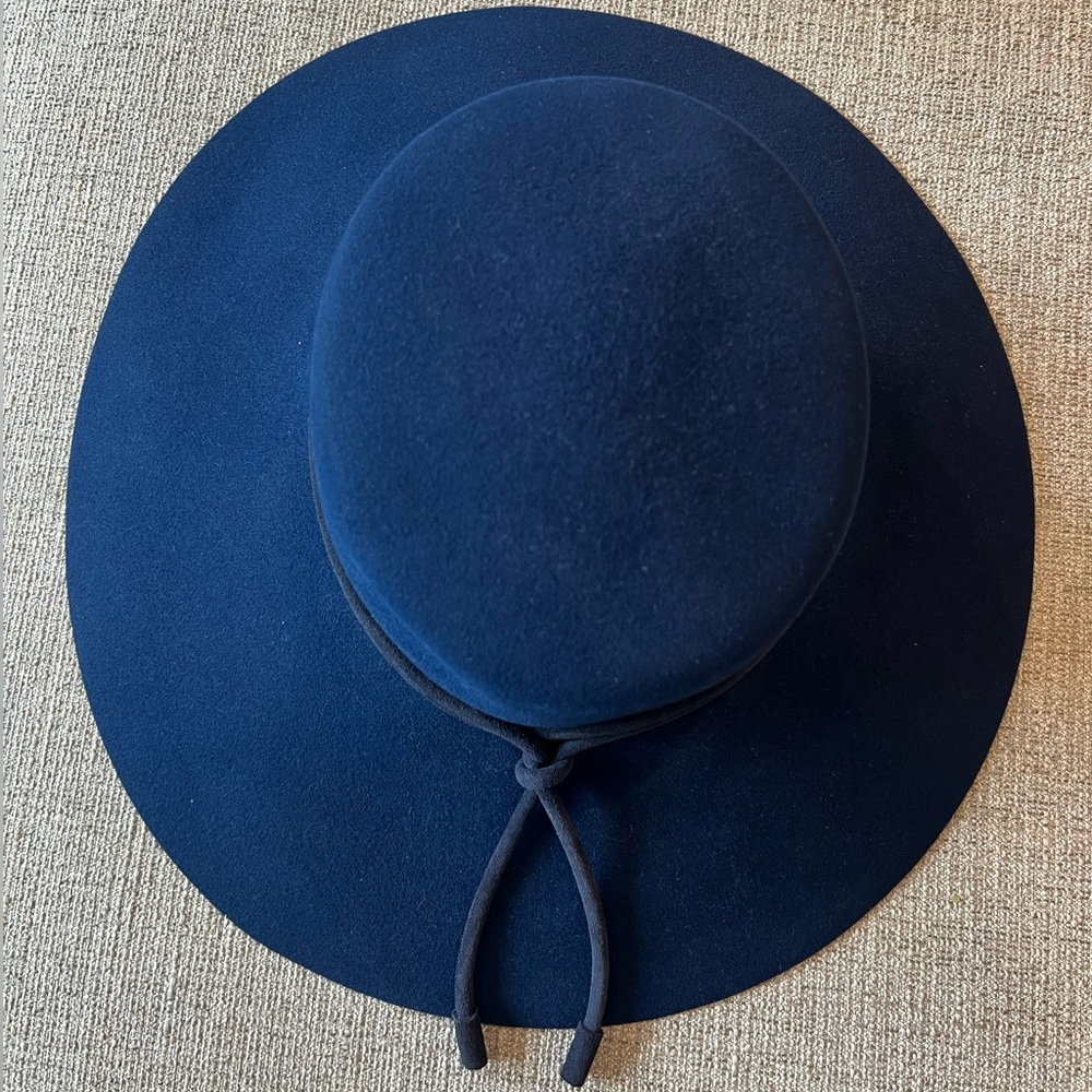 Hermes blue extra wide brim rope hat 100% rabbit hair felt 58CM - Picture 6 of 17